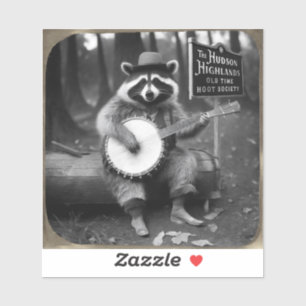 Racoon Playing Banjo w/ gold frame.