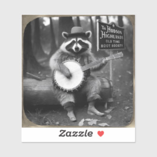 Racoon Playing Banjo w/ gold frame.