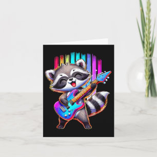 Racoon Playing Guitar Rock And Roll Card
