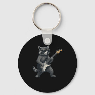 Racoon Playing Guitar Rock And Roll Gift Men Wome Key Ring