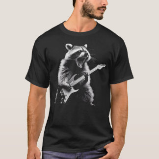 Racoon Playing Guitar Rock And Roll Rock Star T-Shirt