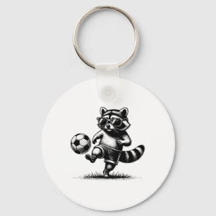 Racoon Playing Soccer Funny Sports Trendy Vintage Key Ring