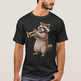 Racoon Playing Trumpet Funny Trumpet Band Racoon T-Shirt