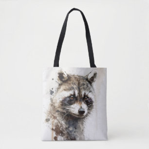 Racoon Portrait Animal Painting Wildlife Outdoors Tote Bag