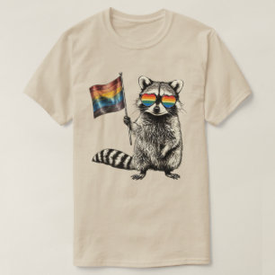 Racoon Pride Flag Trash Panda LGBT Graphic 2025 T-Shirt