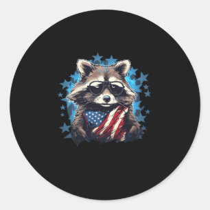 Racoon proudly US Flag Trash Panda Lover Classic Round Sticker