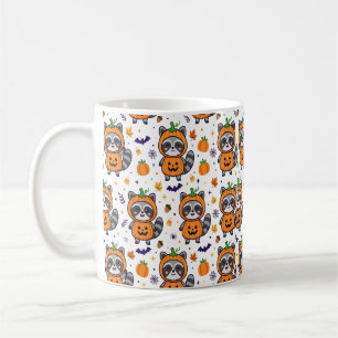 Racoon Pumpkin Camper Van Halloween Pattern Coffee Mug