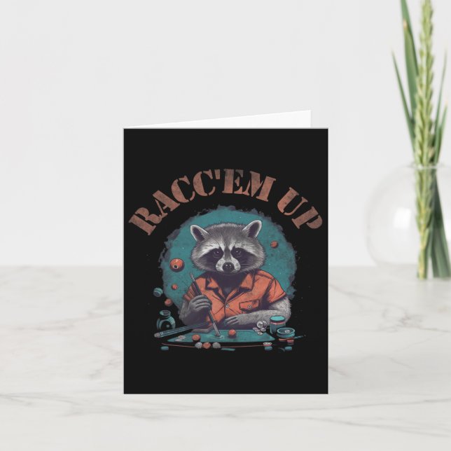 Racoon Raccem Up Billiards Rack Them Up Pool Funn Card (Front)