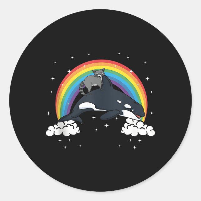 Racoon Raccoons Trash Panda Orca Whale Er Classic Round Sticker (Front)