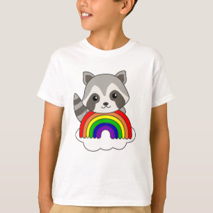 Racoon Rainbow Sweet Animals Colourful Racoon T-Shirt
