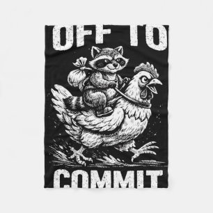 Racoon Riding Chicken Off To Commit Software Deve Fleece Blanket