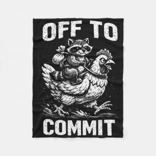 Racoon Riding Chicken Off To Commit Software Deve Fleece Blanket