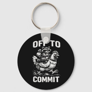 Racoon Riding Chicken Off To Commit Software Deve Key Ring