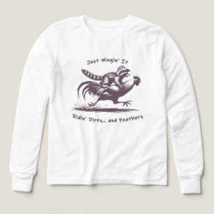 Racoon Riding Rooster – Barnyard Rodeo Cowboy