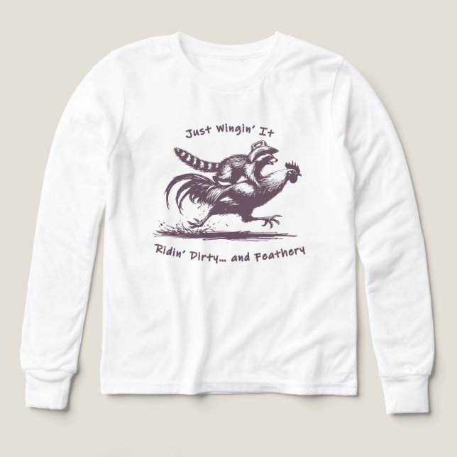 Racoon Riding Rooster – Barnyard Rodeo Cowboy (Design Front)