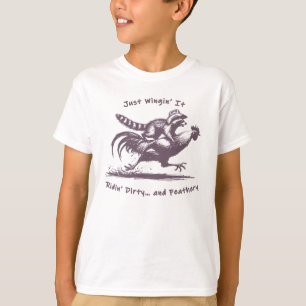 Racoon Riding Rooster – Barnyard Rodeo Cowboy T-Shirt