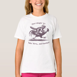 Racoon Riding Rooster – Barnyard Rodeo Cowboy T-Shirt