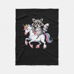 Racoon Riding Unicorn Cute Animal Fantasy For Kid Fleece Blanket