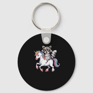 Racoon Riding Unicorn Cute Animal Fantasy For Kid Key Ring