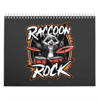 Racoon Rock T-shirt - Funny Racoon Cowboy Design Calendar