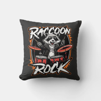 Racoon Rock T-shirt - Funny Racoon Cowboy Design Cushion