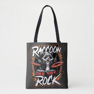Racoon Rock T-shirt - Funny Racoon Cowboy Design Tote Bag