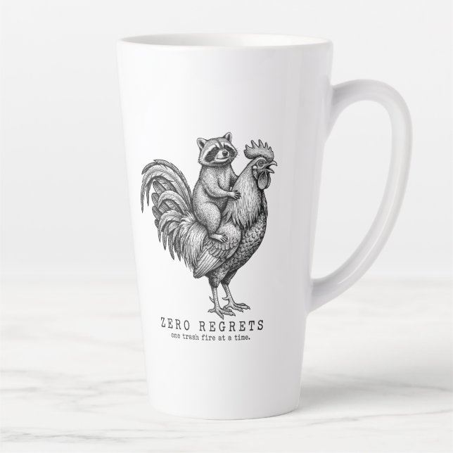Racoon Rooster Latte Mug Funny Sarcastic Gift (Right)