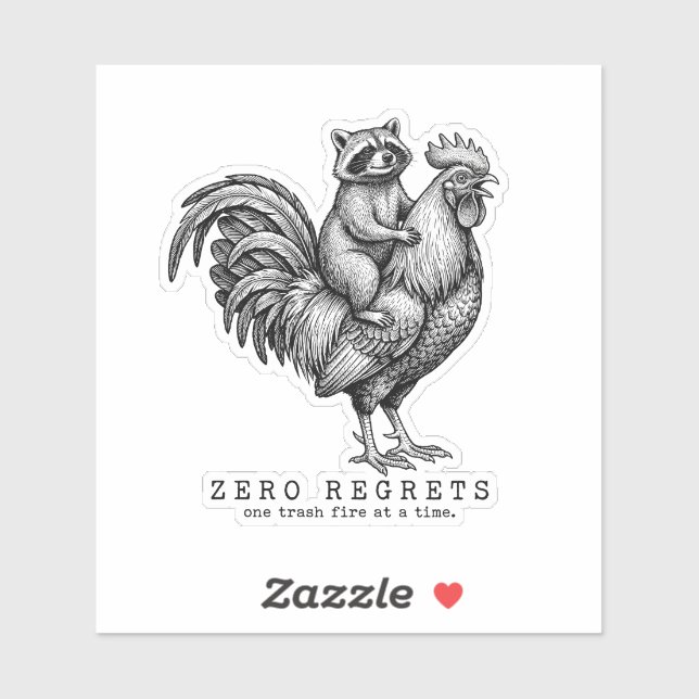 Racoon Rooster Sticker Funny Vintage Gift (Sheet)
