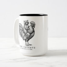 Racoon Rooster Two-Tone Mug Funny Gift