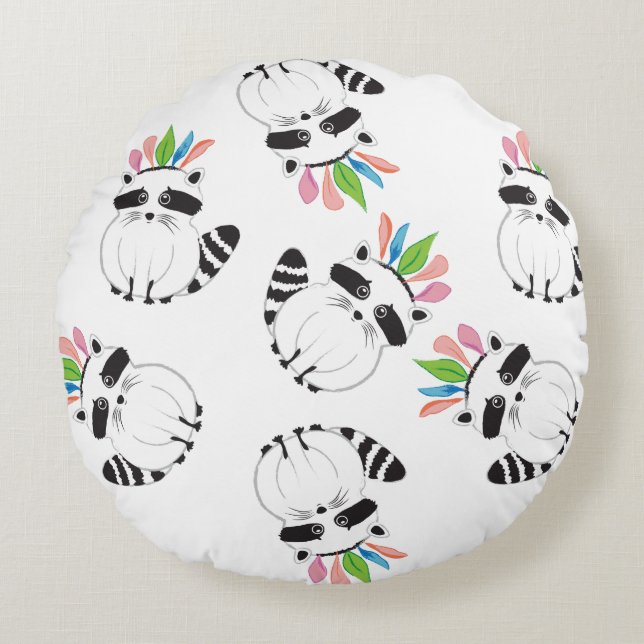 Racoon Round Cushion (Front)