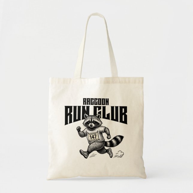 "Racoon Run Club Marathon Retro Trash Panda Runne Tote Bag (Front)