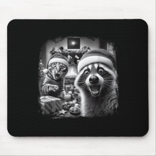 Racoon Santa Funny Cat Taking Selfie Christmas Xma Mouse Pad