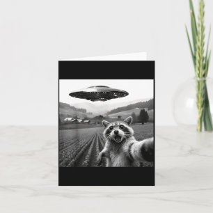 Racoon Selfie With Alien Ufo Funny Racoon Alien Bi Card