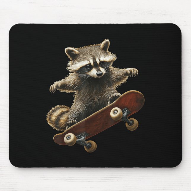 Racoon Skateboard Skateboarding Funny Graphic  Mouse Pad (Front)