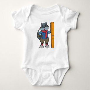 Racoon Skier Ski Baby Bodysuit