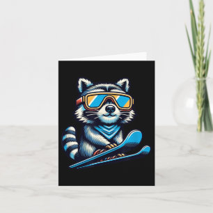 Racoon Skiing Funny Winter And Outdoors Cute And  Card
