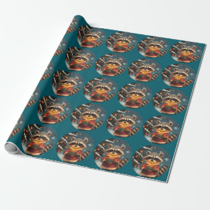 Racoon snow Christmas songs Wrapping Paper