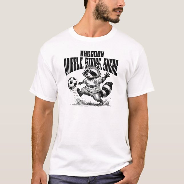 "Racoon Soccer Star - Dribble Strike Sneak " T-Shirt (Front)