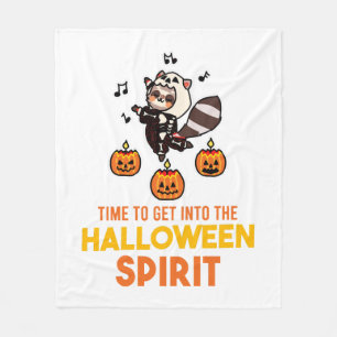 Racoon Spirit Halloween Pumpkin Party Fleece Blanket