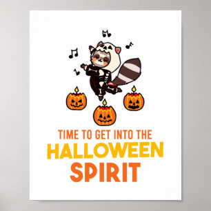 Racoon Spirit Halloween Pumpkin Party Poster
