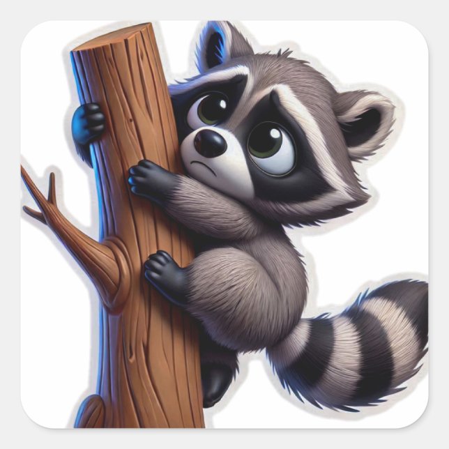 racoon square sticker (Front)