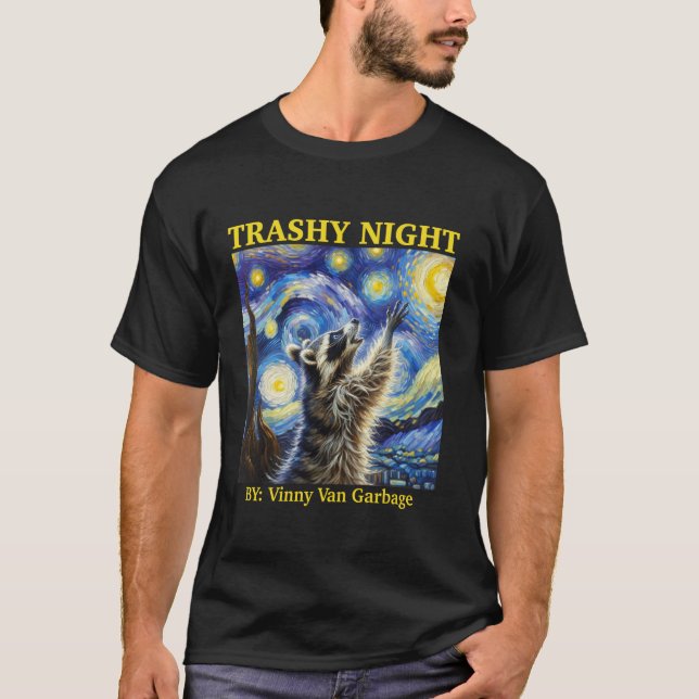 Racoon Starry Night Van Funny Racoon Gifts For Me T-Shirt (Front)