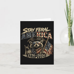 Racoon Stay Feral Aamerica 1776 2026 Retro Card