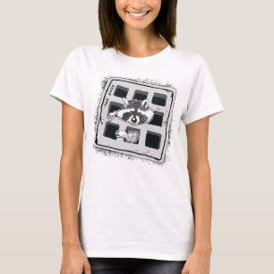 Racoon Stuck in Grate Illustration T-Shirt