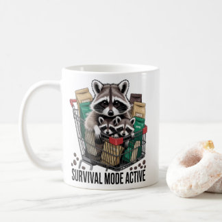 Racoon Survival Mode Active Mug - Funny Coffee Ad