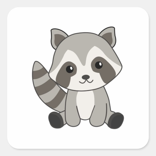 Racoon Sweet Animals For Kids Funny Raccoons Square Sticker (Front)
