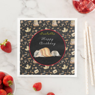 Racoon Sweet Fall Customise Text and Colour Napkin
