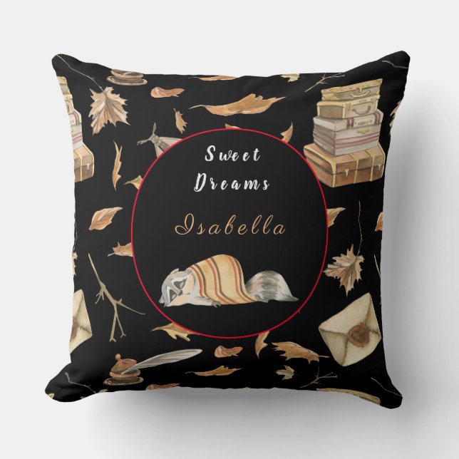 Racoon Sweet Fall Customise Text, Colour 20"X20" Cushion (Front)