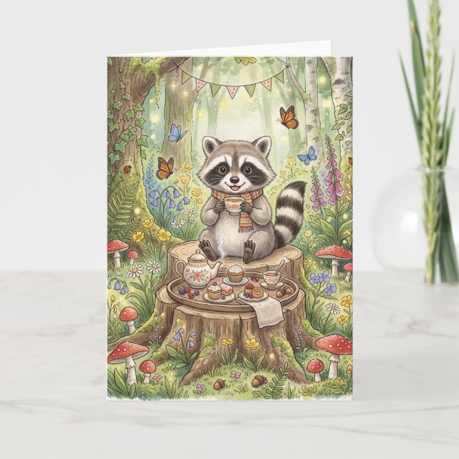 Racoon Tea Party Card (Front)