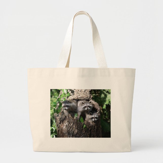 Racoon - The Three Amigos Large Tote Bag (Front)